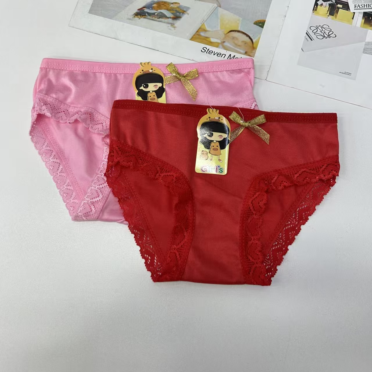 DD-516# Export Underwear Mixed color women's Underwear Children's Clothing Solid color bow decoration Children's underwear Simple and cute style Women's third grade Underwear Underwear Women QNI details Picture