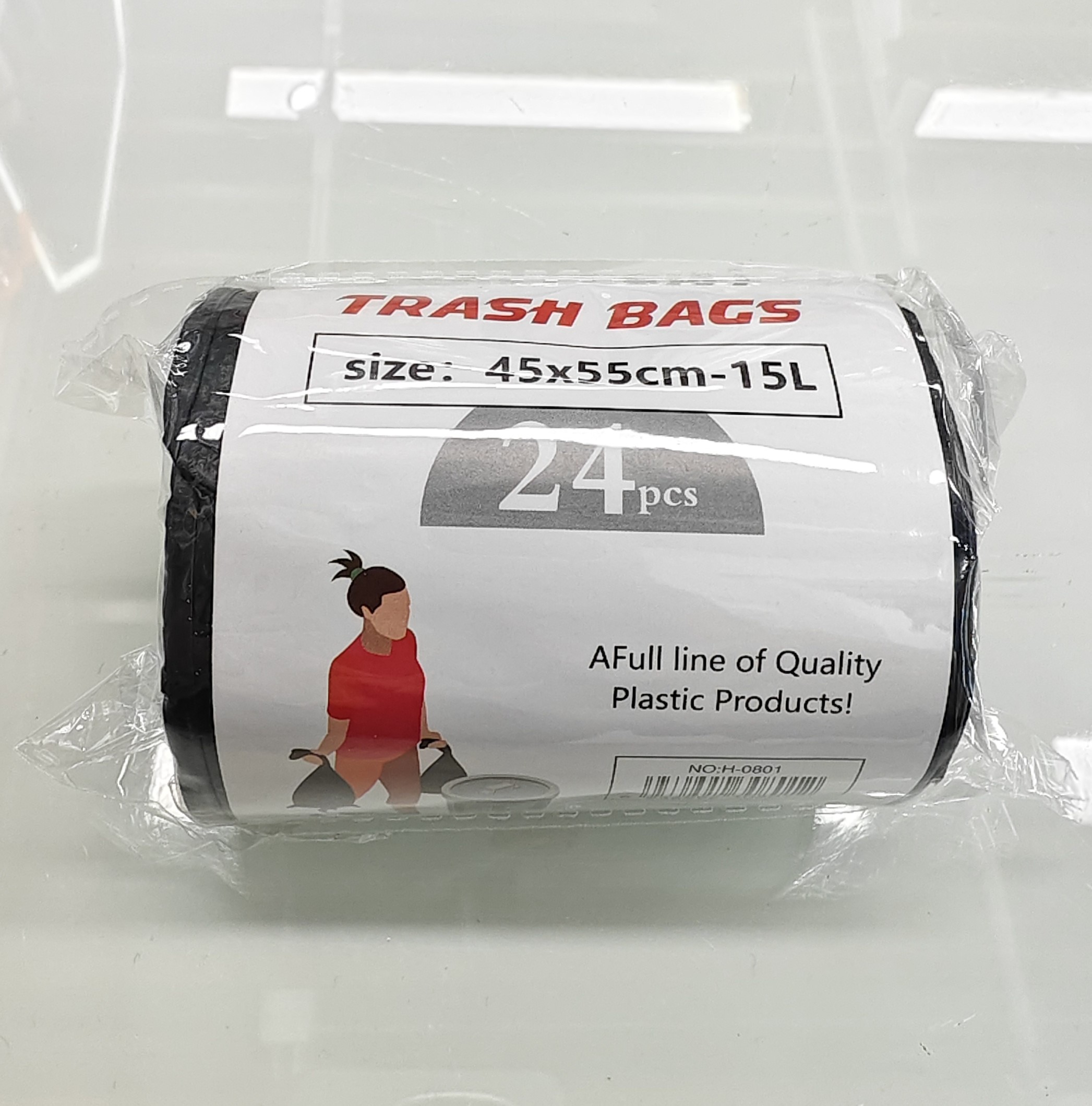 加厚平口垃圾袋45*55CM垃圾袋黑色加大24PCS