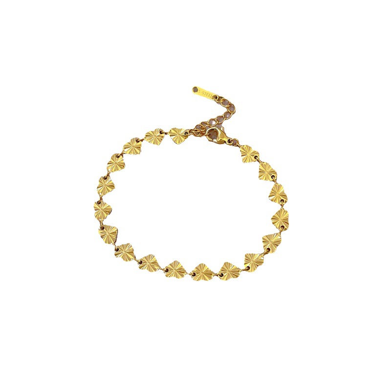 【 All-titanium Steel 】 Dongdaemun Personalized laser heart-shaped Chain bracelet, a retro best friend of a female Internet celebrity Item Picture