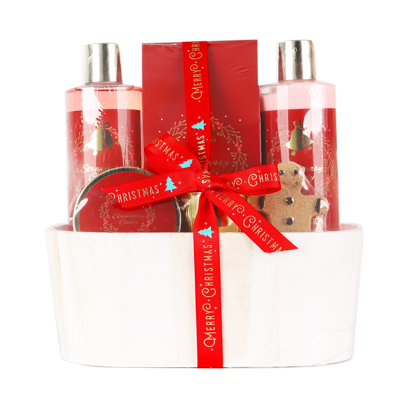 Christmas Bath Gift Set High-end bathroom gift set, optional scented body lotion, body wash, bath salt, scrub, explosive salt, scented candle combination Item Picture