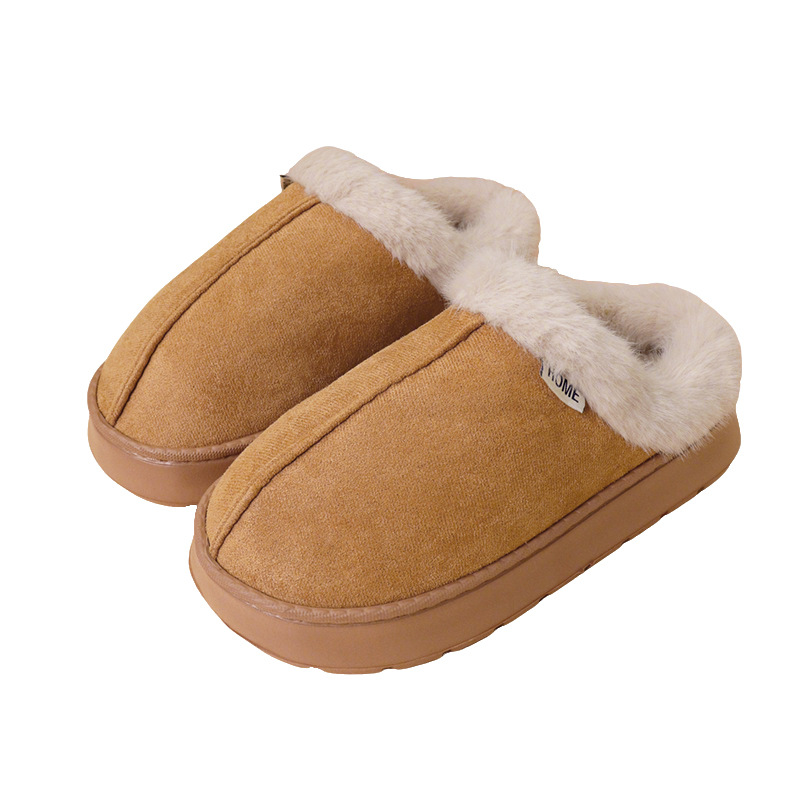 2025 New home Baotou cotton slippers for women in autumn and winter, suede indoor winter thick-soled home slippers for men Item Picture