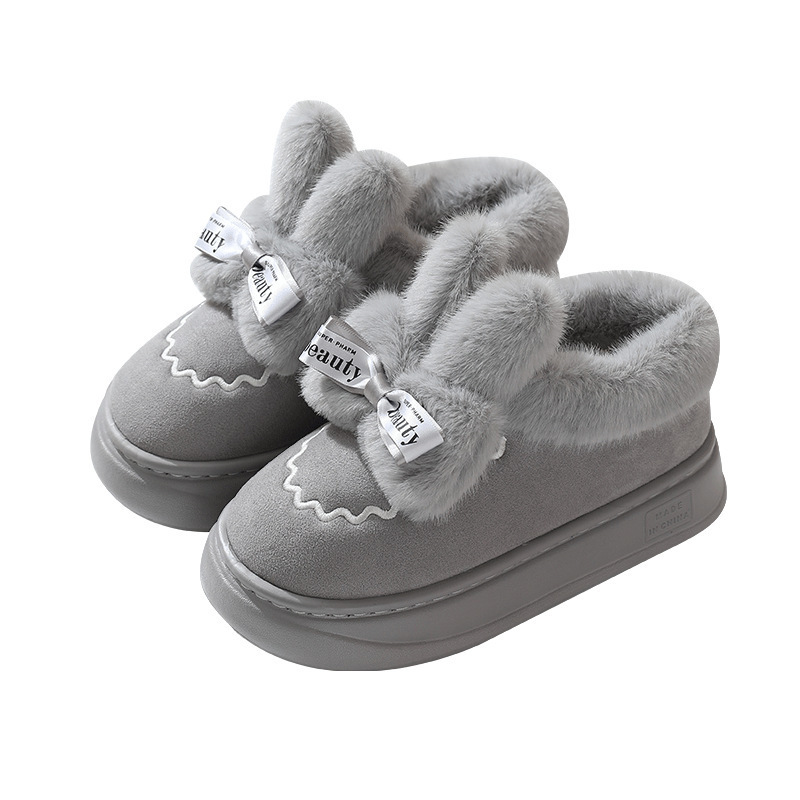 New winter women's outerwear fleece warm snow boots, Korean-style cotton shoes, and indoor thick-soled plush rabbit cotton boots Item Picture