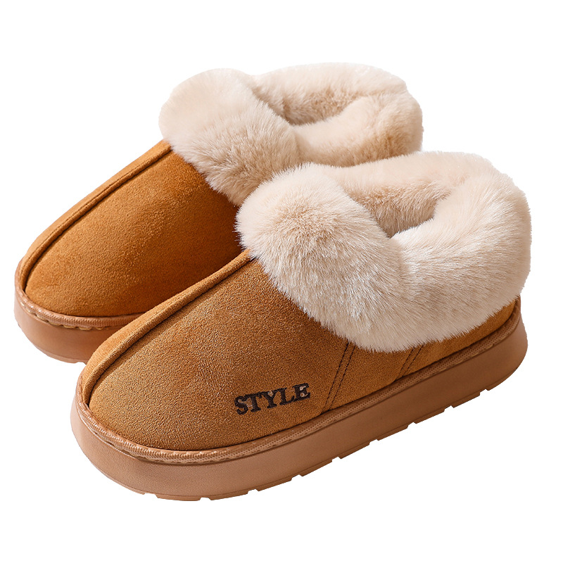 New cross-border suede cotton slippers for men, home woolen warm bags and postpartum shoes, EVA anti-slip snow boots for women Item Picture