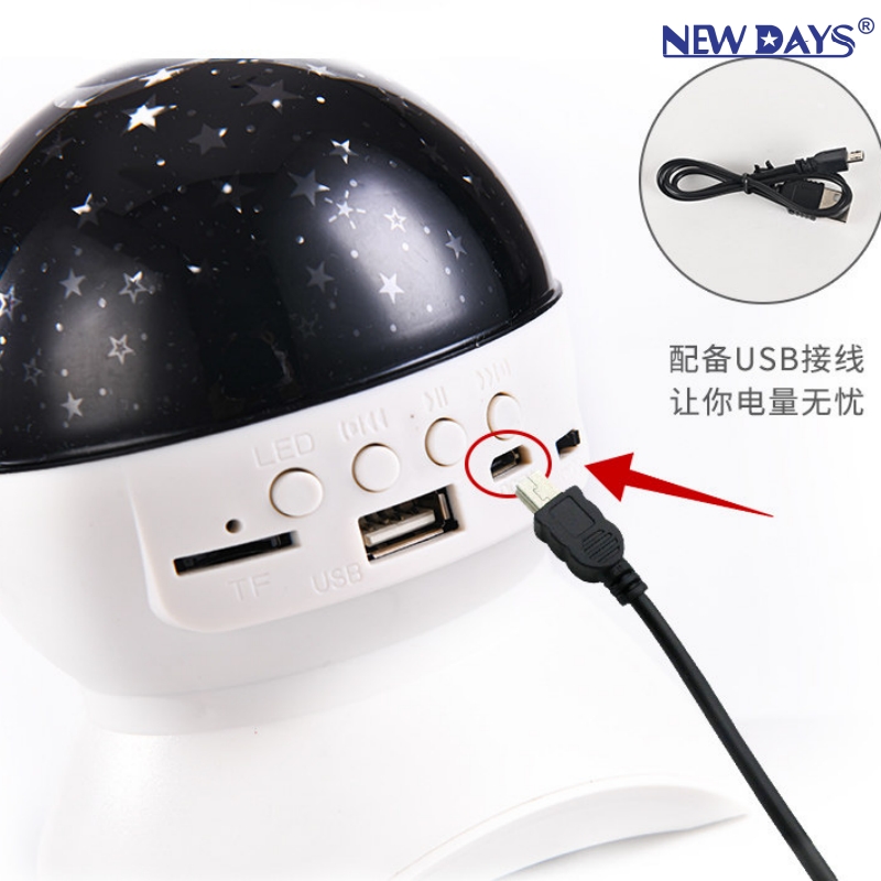 NEWDAYS marca crossover nuevo LED pequeño planeta recargable música luz de estrellas hogar flash luz de atmósfera cambio de color luz de escenario fiesta láser cristal bola mágica luz de estrellas Specification image