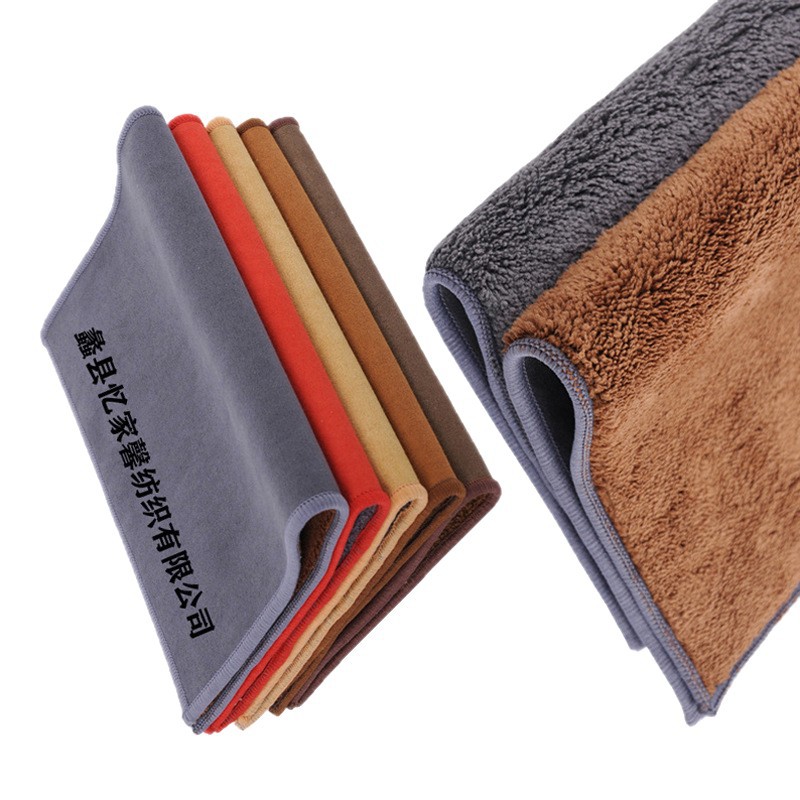 Cross-border suede car wash towel, thickened coral fleece absorbent car wash towel, glass cleaning without leaving marks, fleece surface cleaning cloth Item Picture