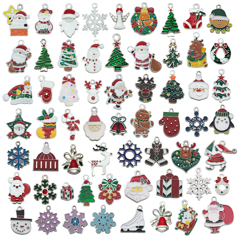 1 white K oil-dripping alloy decorative accessory, Santa Claus Christmas tree creative diy earrings pendant small pendant