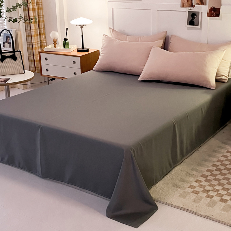 Light luxury and simple style bed four-piece set, solid color brushed duvet cover, bed sheet three-piece set, double-combination products, bedding factory batch Specification image