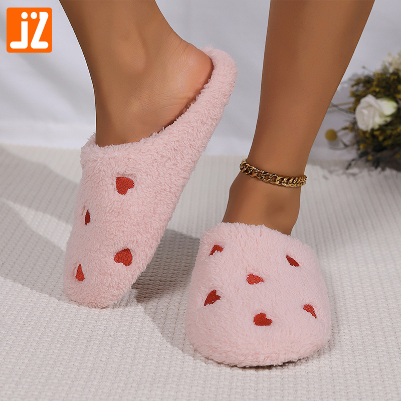 Cross-border Little Love Warm and comfortable winter indoor home flat flat export wholesale Baotou simple soft-soled cotton slippers