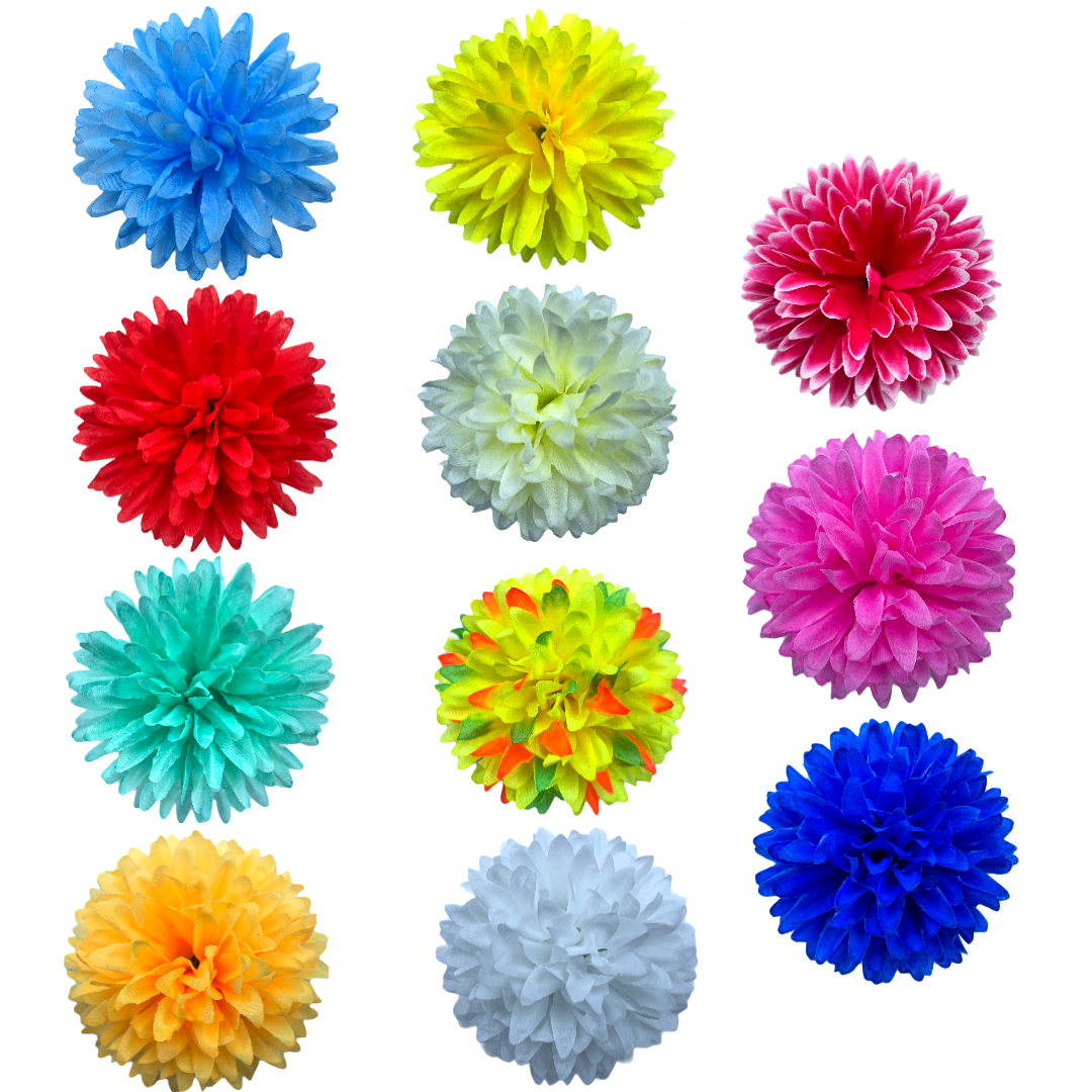 彩色花仿真花片菊花水晶花松针菊花朵花枝花束花类配件各种花型批发