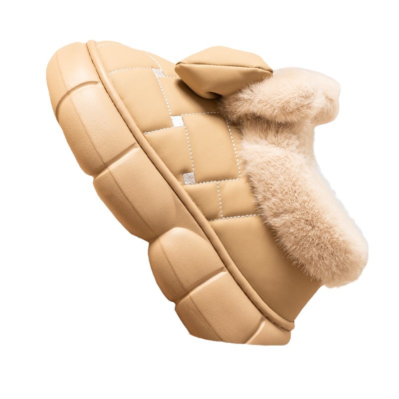 The new style of women's autumn and winter cotton shoes feature a fashionable bow, thick-soled, anti-slip, waterproof and fleece warmth Item Picture