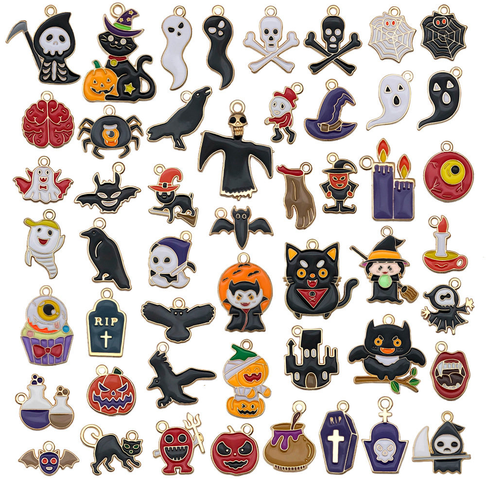 万圣节DIY饰品配件钥匙扣挂件耳环手链项链配饰南瓜吊坠幽灵坠子