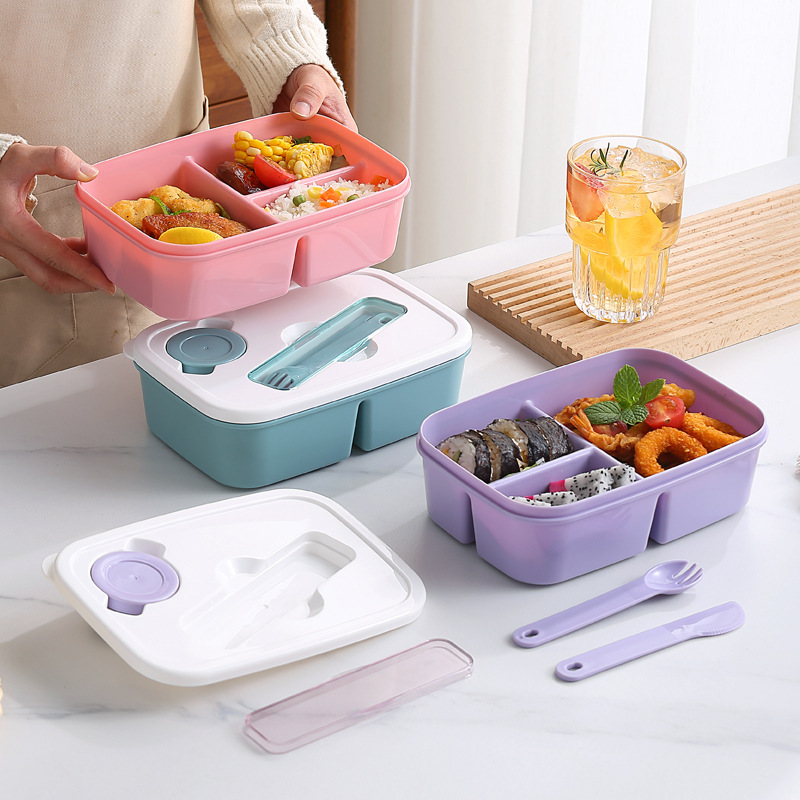 H226-388 compartments microwave-heated bento box, portable lunch box, sealed lunch box set with tableware, lunch box detail image 3