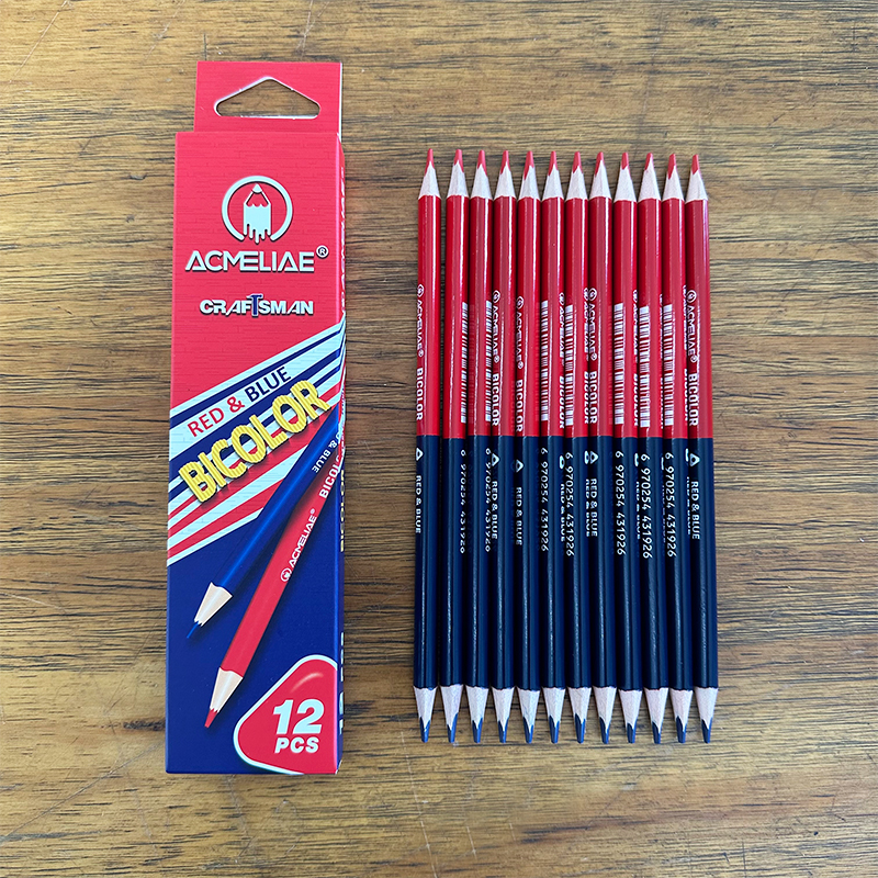 ACMELIAE 12 PCS Red&Blue Bicolor Pencils High Quality Checking Pencils  details Picture
