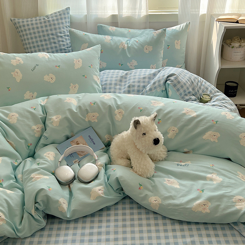 xcg2025 Bedding Three-piece Set Gift Aloe Vera Cotton Quilt Cover Bed Sheet Person Four-piece Set details Picture