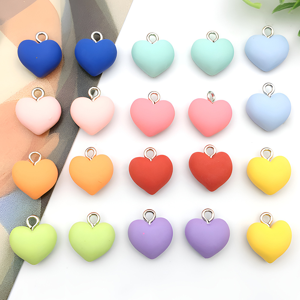 树脂仿真彩色心形小桃心耳饰吊坠爱心钥匙扣项链挂件DIY饰品配件