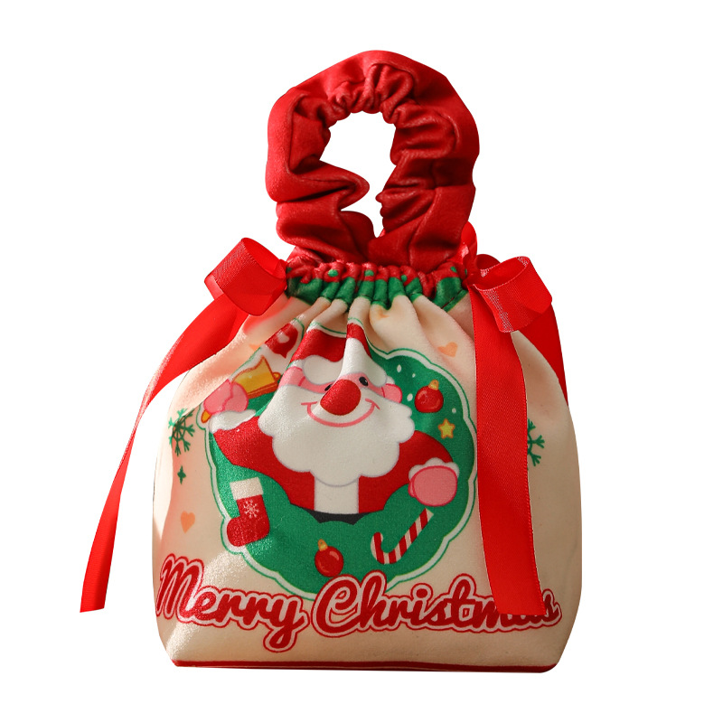 2025 New Creative Christmas gift Velvet Apple bag Christmas Gift Christmas Eve Apple box drawstring pocket hand-held Item Picture