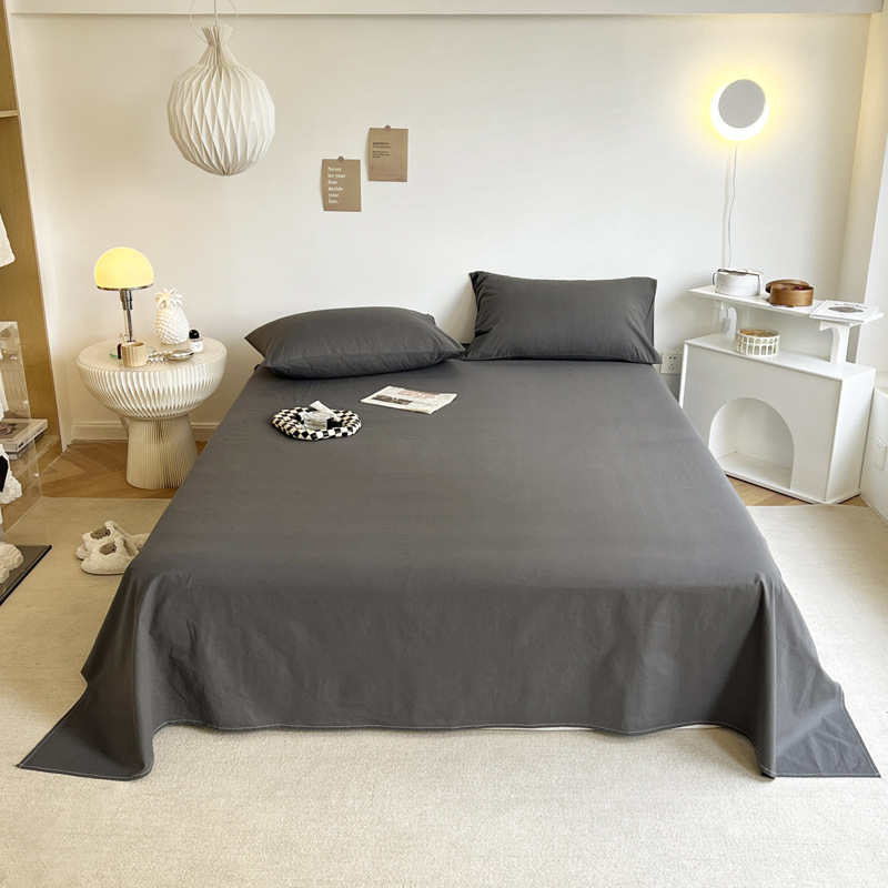 Wholesale skin-friendly cotton bed sheets, single pieces of solid-color washed cotton quilts, single items, single student dormitories, one-piece consignment