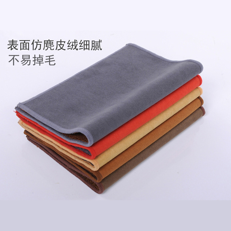 Yijiaxin wholesale suede velvet car wash towels, thickened double-sided coral velvet car cleaning cloths, absorbent ball club cleaning cloths, logo details Picture