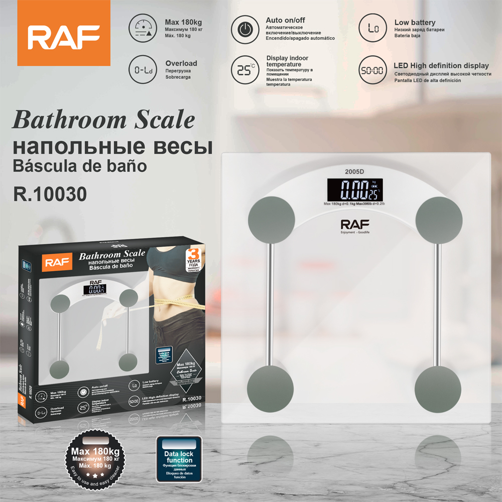 RAF Cross-border weighing scale, electronic scale, glass panel weighing scale, household precision, high-precision, durable weighing scale, battery model pic 4
