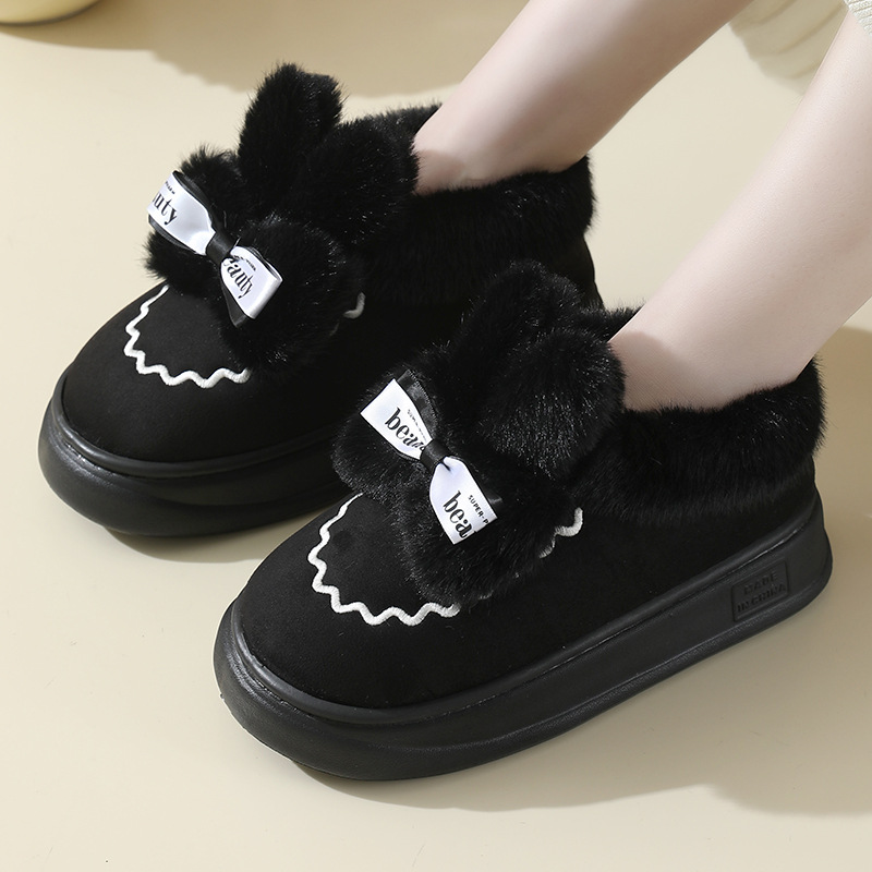 New winter women's outerwear fleece warm snow boots, Korean-style cotton shoes, and indoor thick-soled plush rabbit cotton boots Application Scenario