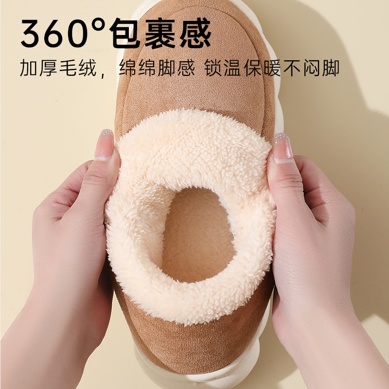 New winter home slippers, old cotton shoes for women to wear outside with a padded heel and fleece for indoor warmth, thick-soled men's snow boots for winter details Picture