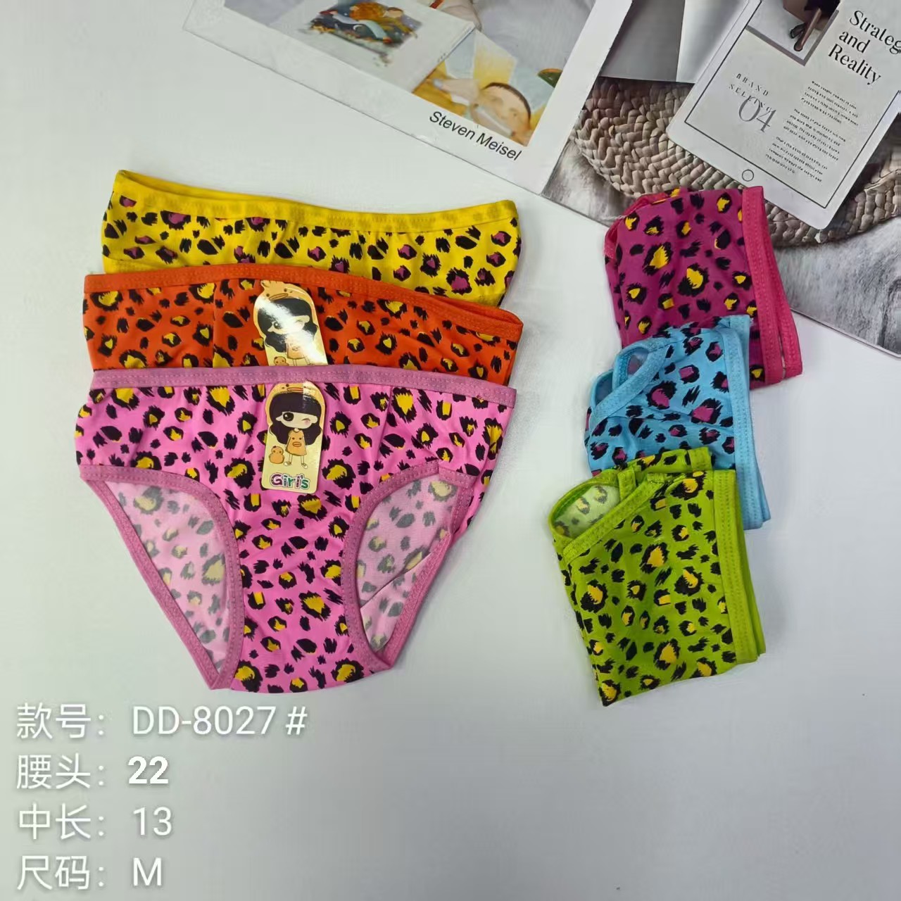 DD-8027# Foreign Trade Export Underwear Children's solid color dot Print Underwear Children's Clothing Girls' Underwear Women's Briefs Hemmed Girls' Briefs QNI full figure