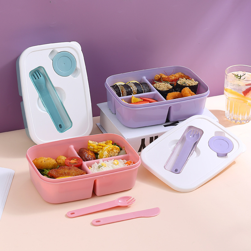 H226-388 compartments microwave-heated bento box, portable lunch box, sealed lunch box set with tableware, lunch box