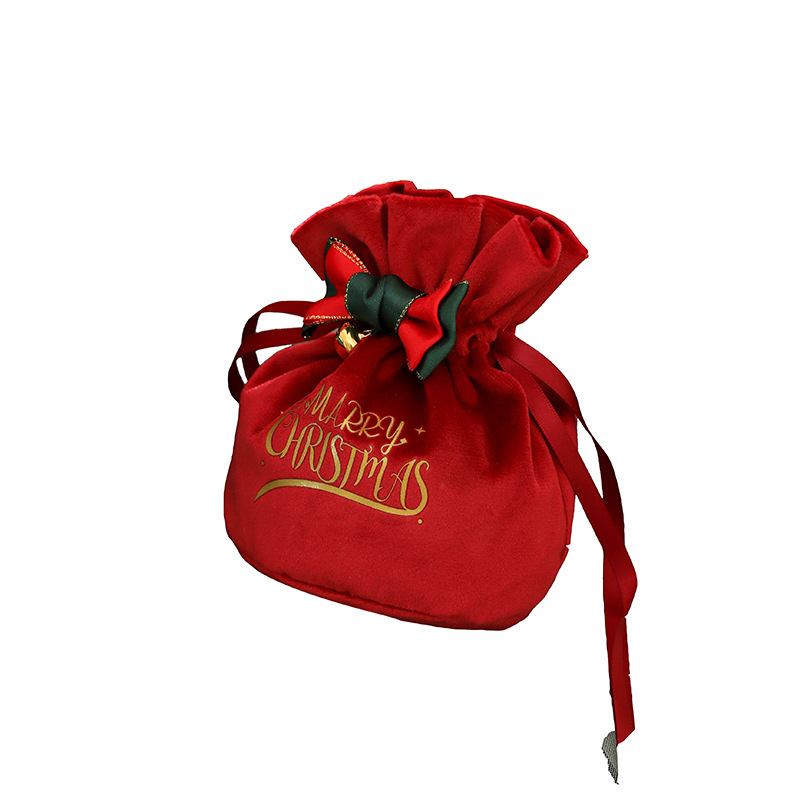 Creative Christmas gift bags, Christmas apple velvet bags, Christmas Eve candy boxes, peace fruit velvet bags with drawn-out openings Item Picture