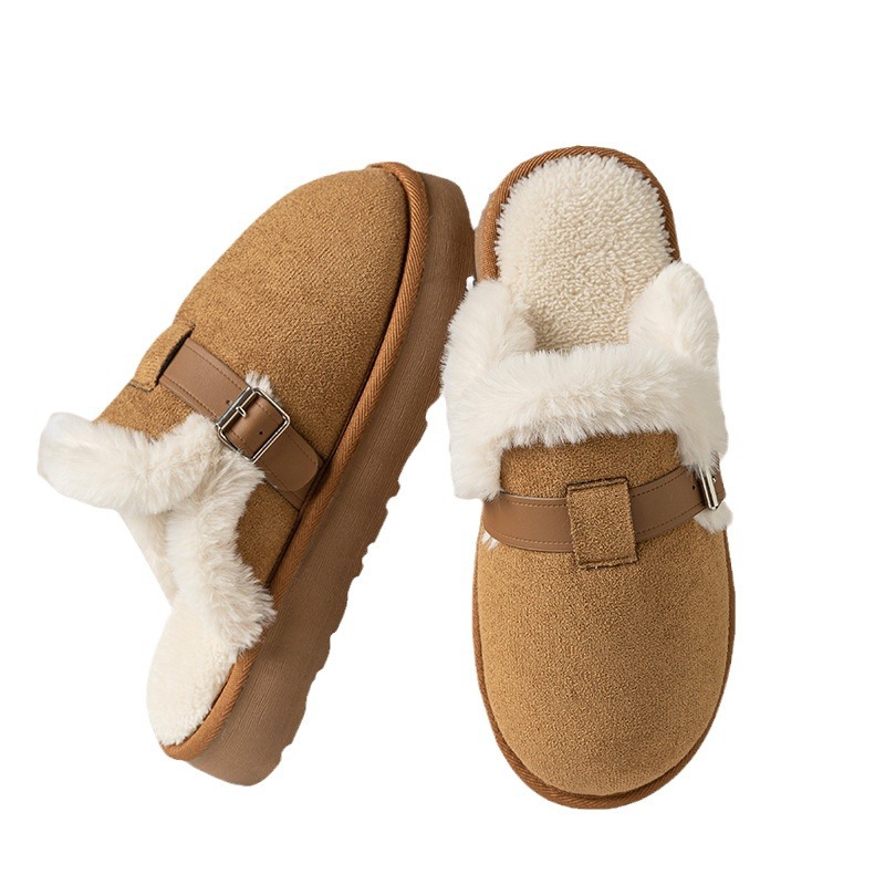 New winter woolen slippers, women's outerwear, cotton home cotton shoes, warm and fluffy men's and women's cotton slippers Item Picture
