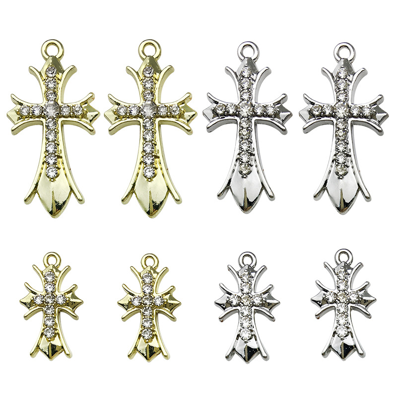 1个点钻十字架挂件吊坠跨境热销十字架饰品配件diy时尚嘻哈项链
