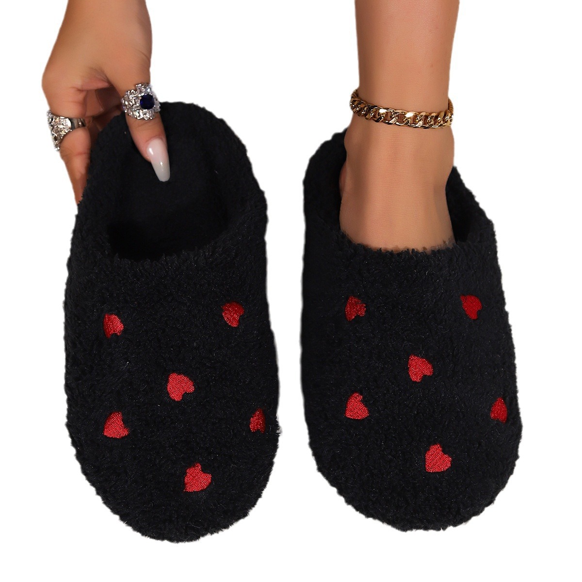 Cross-border Little Love Warm and comfortable winter indoor home flat flat export wholesale Baotou simple soft-soled cotton slippers Item Picture