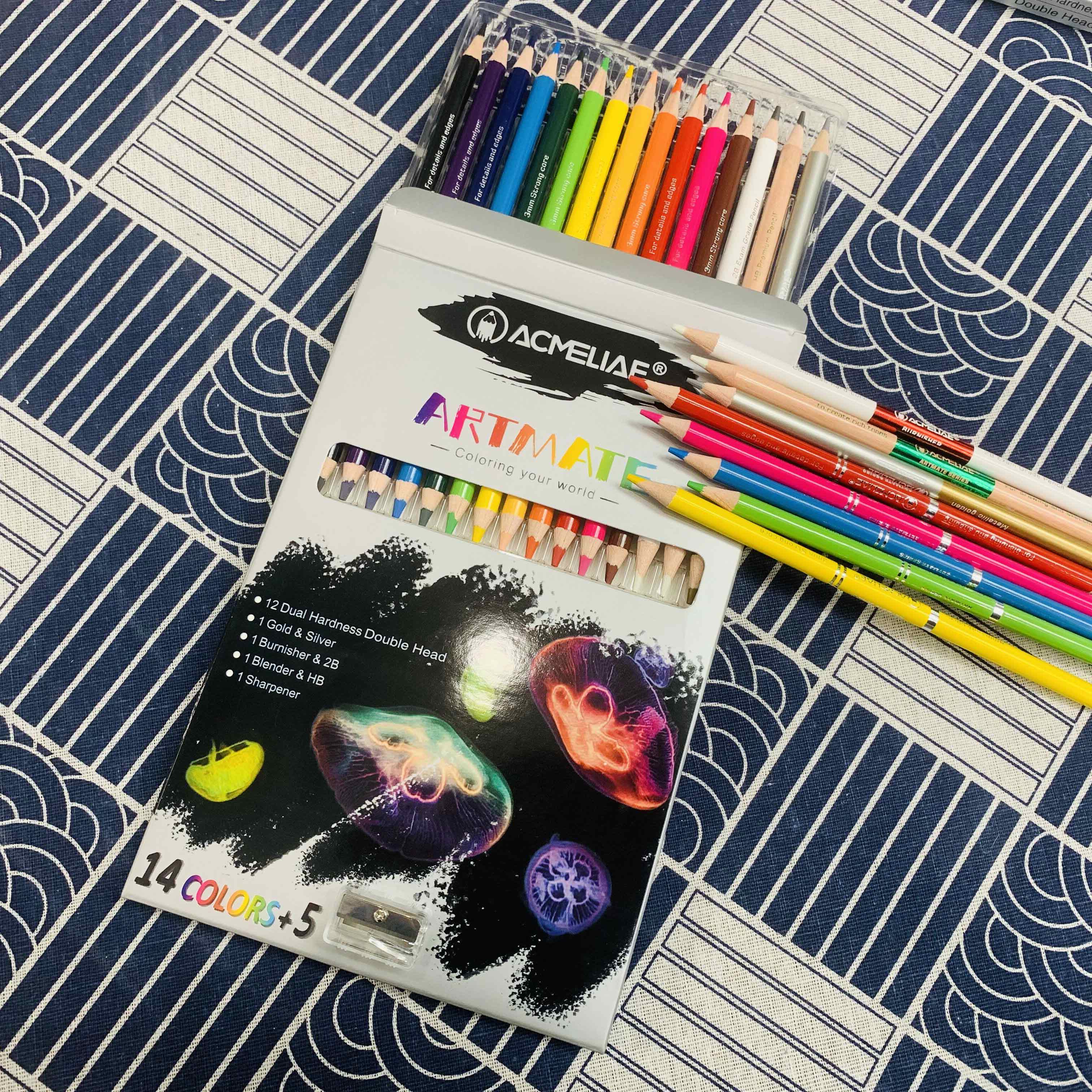 ACMELIAE  Art Pencil 14 Colors +5 Artmate Set High Quality Drawing pencil Art Color Pencil details Picture