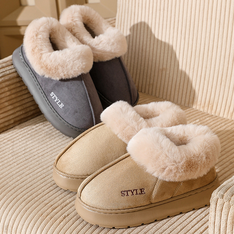 New cross-border suede cotton slippers for men, home woolen warm bags and postpartum shoes, EVA anti-slip snow boots for women Application Scenario