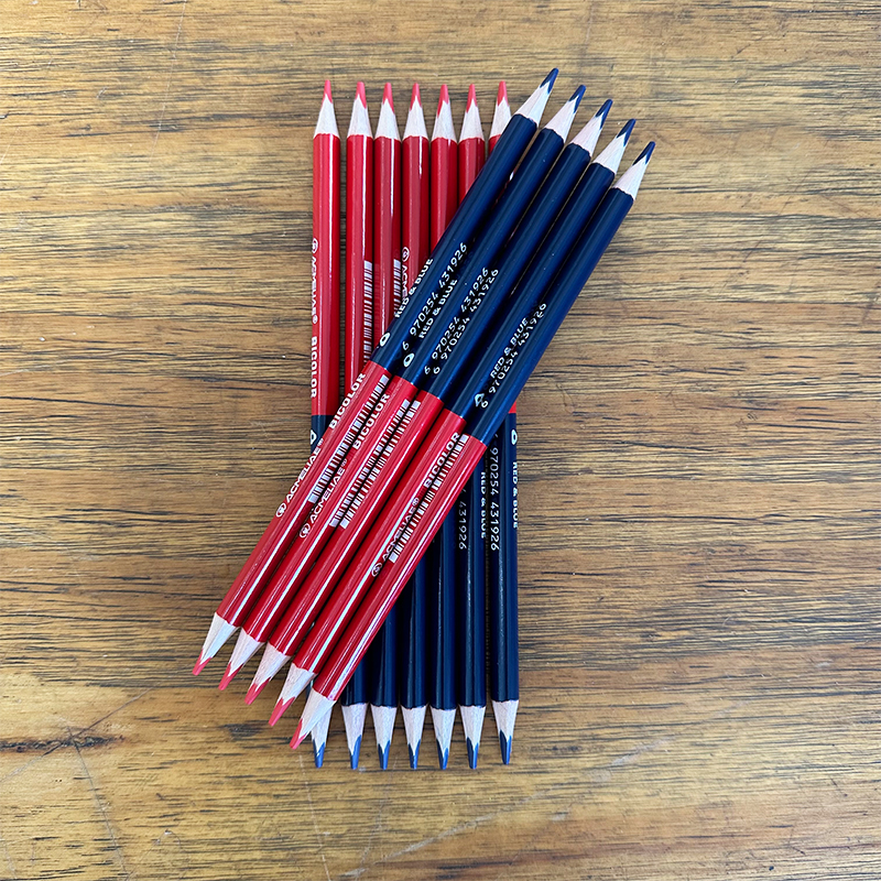 ACMELIAE 12 PCS Red&Blue Bicolor Pencils High Quality Checking Pencils  Specification drawing
