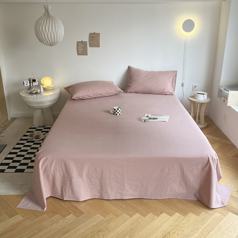 Wholesale skin-friendly cotton bed sheets, single pieces of solid-color washed cotton quilts, single items, single student dormitories, one-piece consignment Specification image