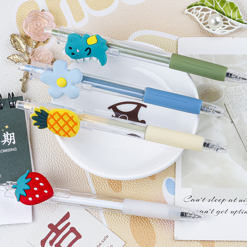 Cartoon girl heart press gel pen, 0.5mm cute black signature pen, ballpoint pen for students, ins office stationery details Picture