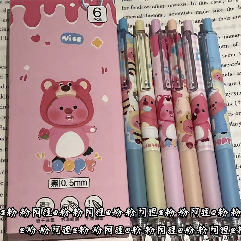 loopy Press gel pen, a niche high-appeal black pen, cartoon cute little beaver, girlish st head practice pen Application Scenario