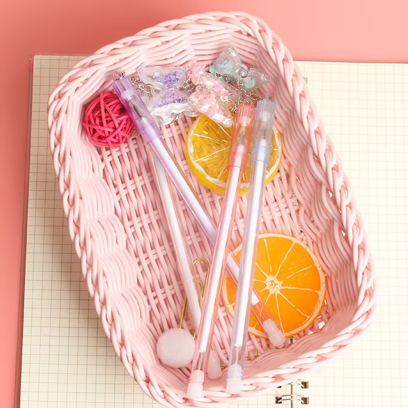 Creative girl heart butterfly sequined pendant gel pen, fresh and cute student exam signature pen pendant water pen details Picture