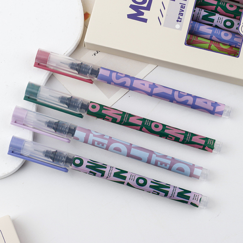 Cross-border bestseller American retro direct liquid quick-drying ballpoint pen, ins high appearance level student exam practice pen black pen details Picture