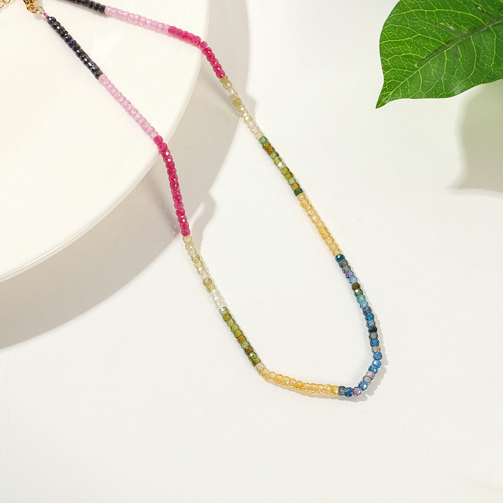 Yunyi Shijia Square Sugar Zircon Necklace, colorful multi-bar jewelry Factory Direct Sales and wholesale in stock pic 11