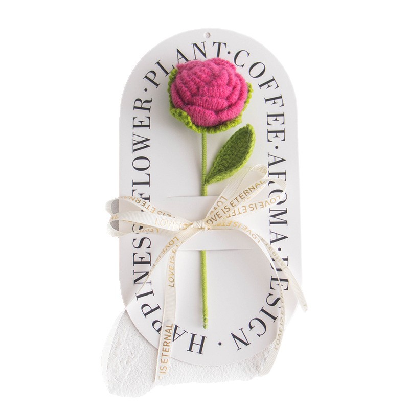 Hand-woven Mother's Day imitation rose gift, knitted tulip bouquet, best friend gift Item Picture