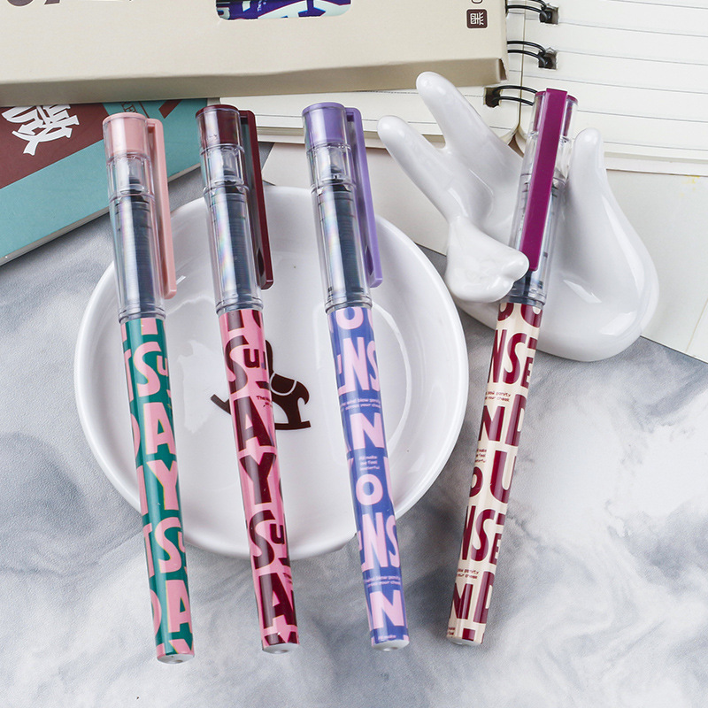 American retro large-capacity direct liquid ballpoint pen for signature and problem-solving, black 0.5mm carbon pen factory direct sales details Picture