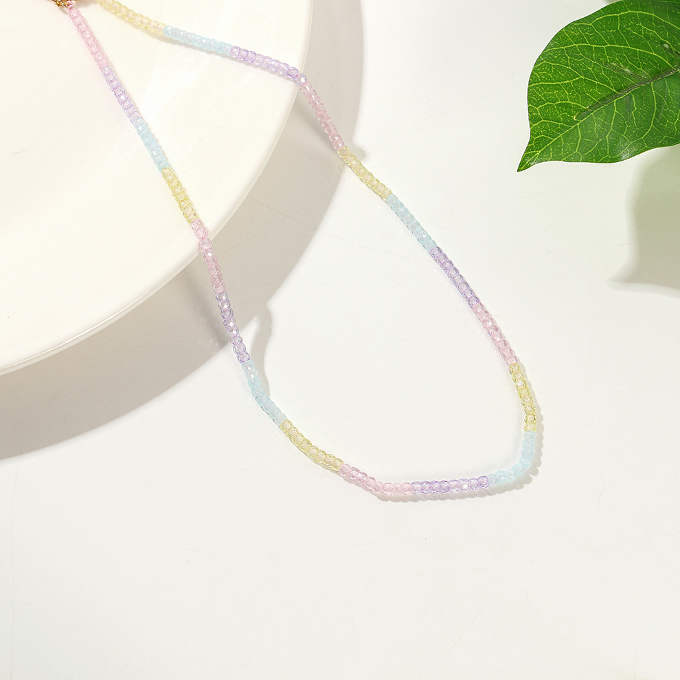 Yunyi Shijia Square Sugar Zircon Necklace, colorful multi-bar jewelry Factory Direct Sales and wholesale in stock pic 9