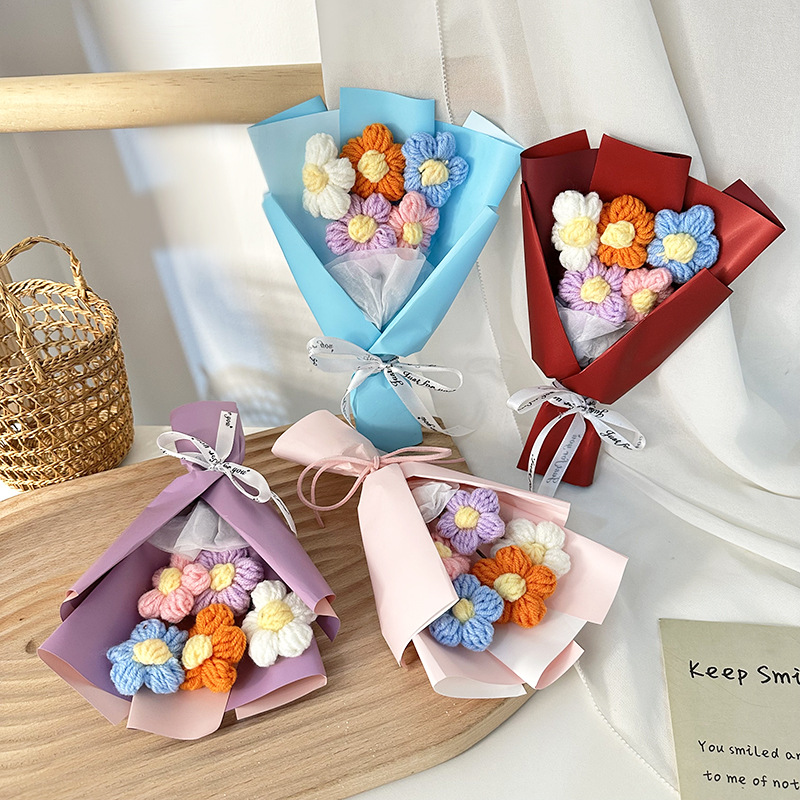 新款七夕情人节礼物玫瑰泡芙花圣诞氛围感单支迷你花束创意伴花束