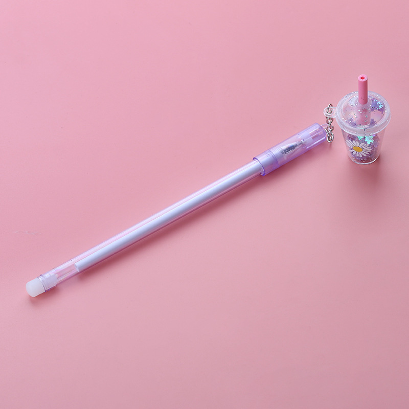 Korean Instagram creative girl heart milk tea cup pendant gel pen simple and cute student practice pen water pen wholesale details Picture