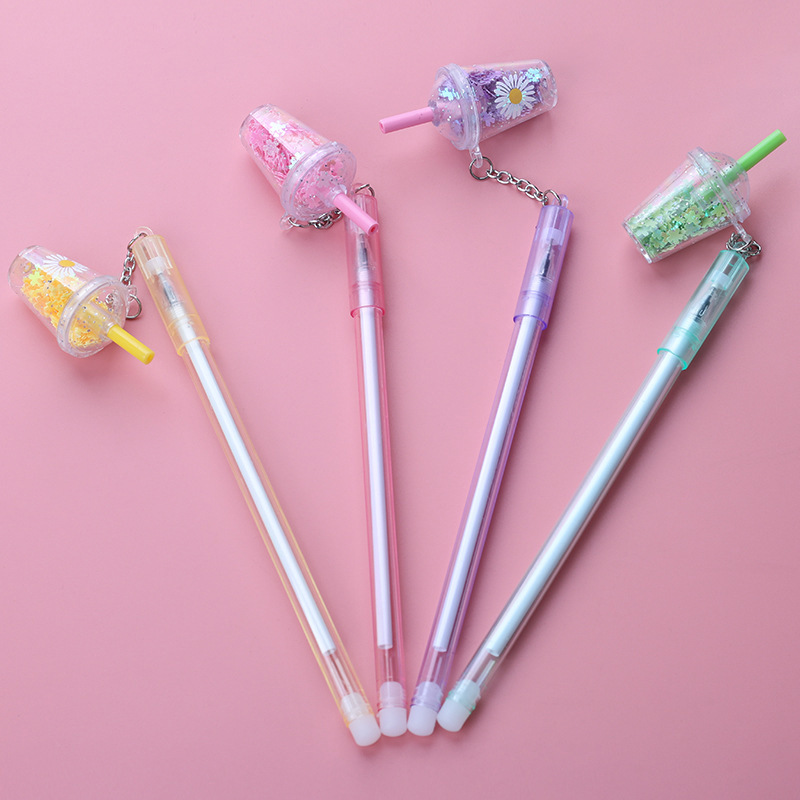 Korean Instagram creative girl heart milk tea cup pendant gel pen simple and cute student practice pen water pen wholesale Specification image