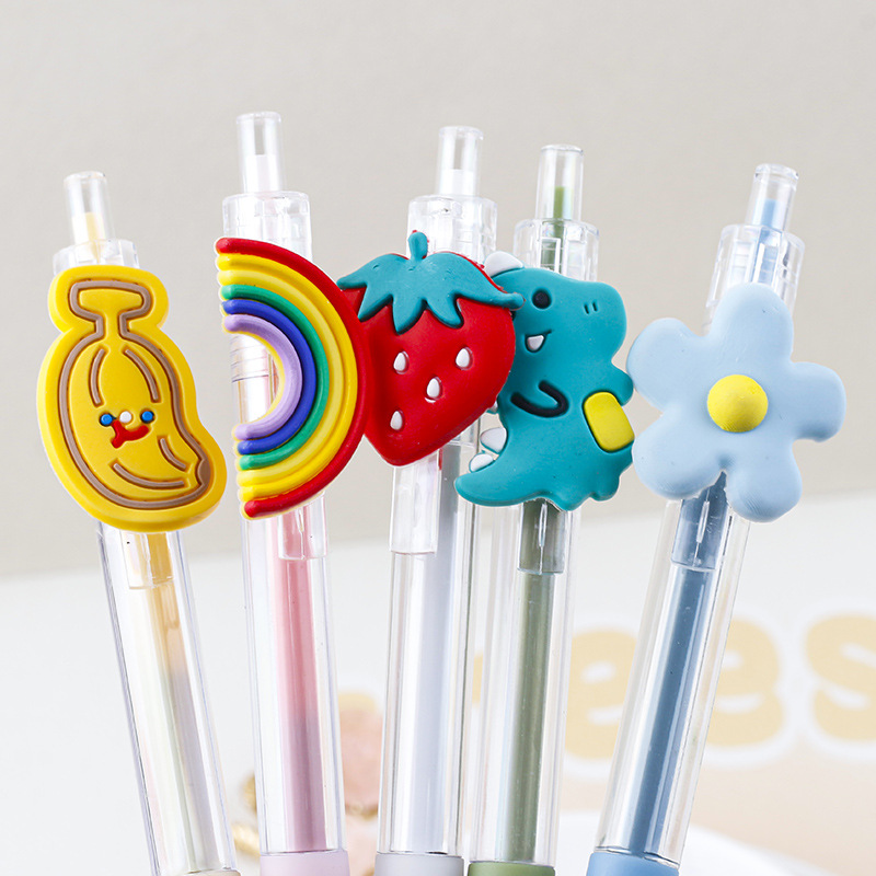 Cartoon girl heart press gel pen, 0.5mm cute black signature pen, ballpoint pen for students, ins office stationery Specification image