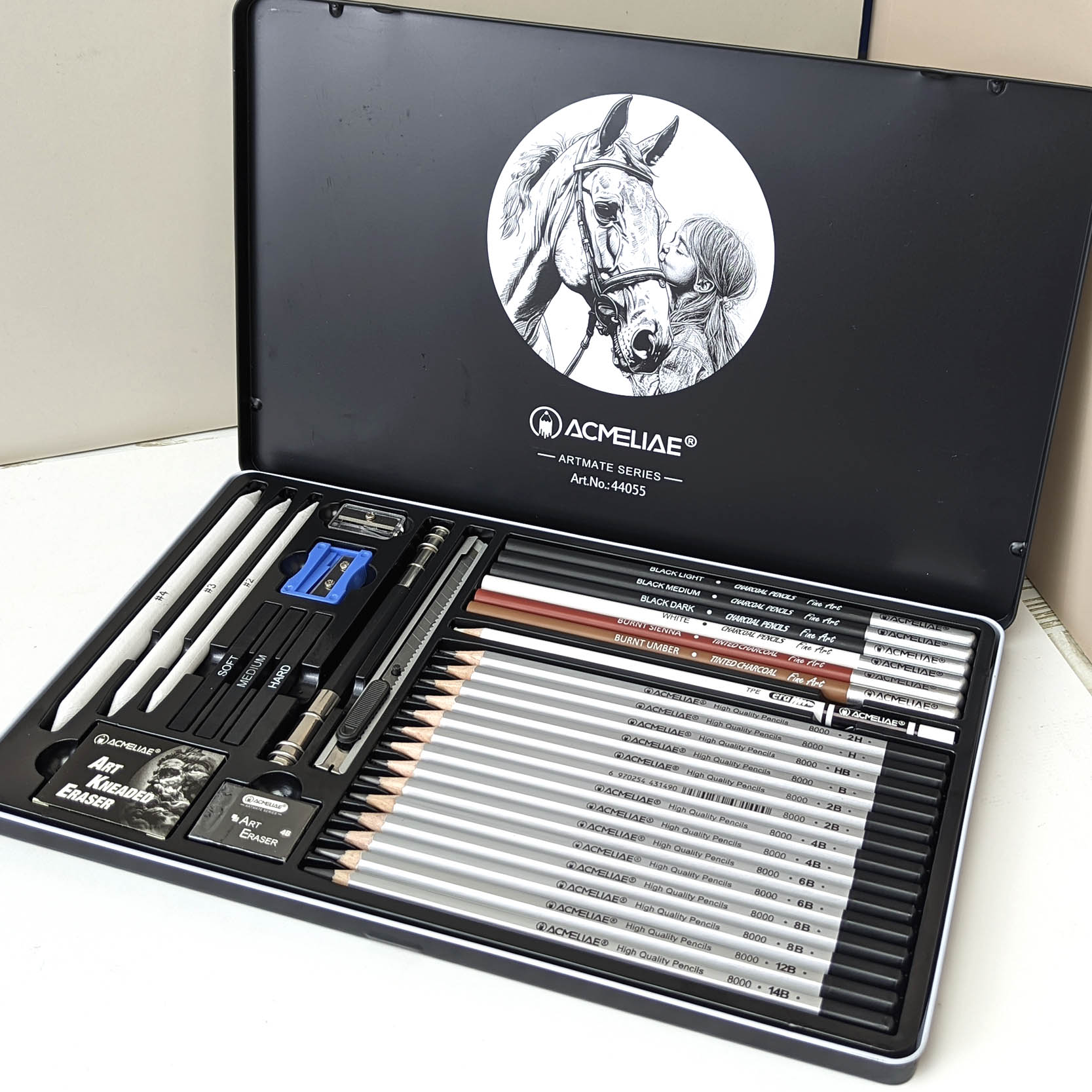 ACMELIAE 33 PCS Drawing Art Set/ Tin Case Specification drawing
