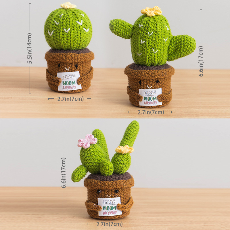 Cross-border hand-woven woolen plant dolls, positive energy card dolls, potted plant desktop ornaments, simulated potted plants Application Scenario