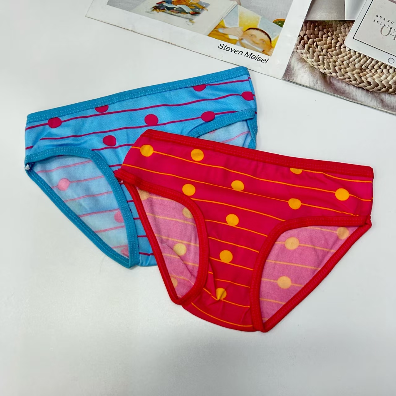 DD-517# Export Middle East and Africa Underwear, Women's briefs, children's clothing, Girls' polt-dot striped underwear, hemmed underwear, women's QNI Application Scenario